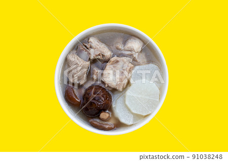 Pork rib soup with white radish and shiitake mushroom Pork rib soup with white radish and shiitake mushroom 91038248