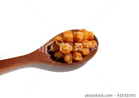 Dried longan on white background. Dried longan on white background. 91038303