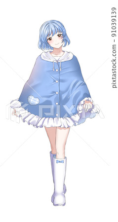 Bob blue girl in a poncho 91039139