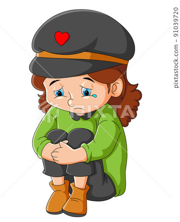 The curly girl is feeling so sad and contemplating The curly girl is feeling so sad and contemplating 91039720