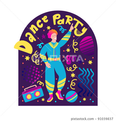 80s man poster. Prank boy retro vector illustration.  91039837