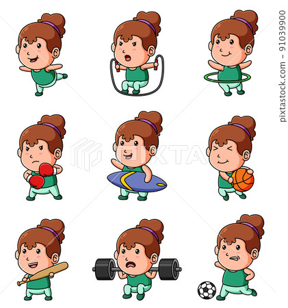 The women is doing the many sport the mascot bundle set  91039900