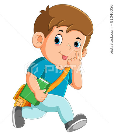 The student boy is walking and mocking the friend with the silly face The student boy is walking and mocking the friend with the silly face 91040056