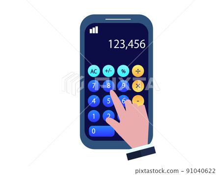 Calculator app for smartphones Calculator Finger and hand illustrations 91040622
