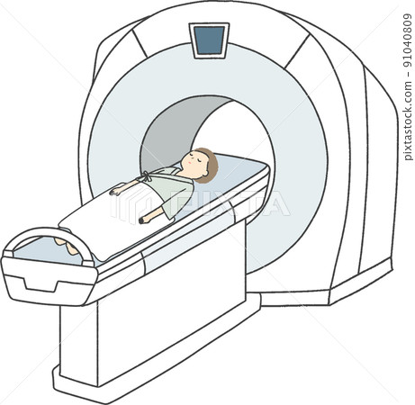 Men undergoing MRI examination Men undergoing MRI examination 91040809