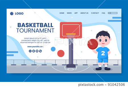 Basketball Sports Tournament Social Media Landing Page Template Cartoon Background Vector Illustration Basketball Sports Tournament Social Media Landing Page Template Cartoon Background Vector Illustration 91042506