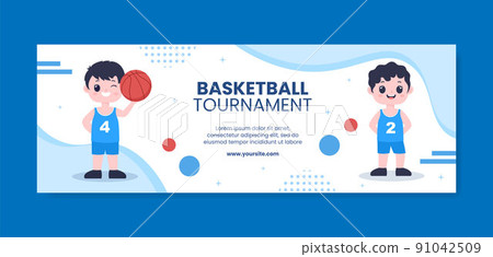 Basketball Sports Tournament Social Media Twitch Banner Template Cartoon Background Vector Illustration Basketball Sports Tournament Social Media Twitch Banner Template Cartoon Background Vector Illustration 91042509
