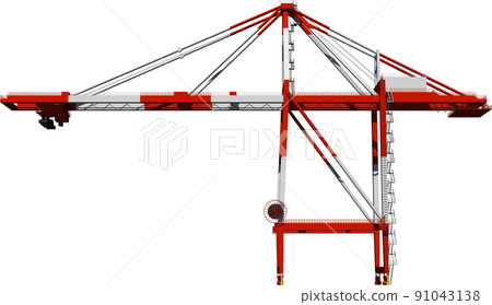 Illustration of the leading gantry crane of the container depot, a comprehensive base for imports and exports 91043138