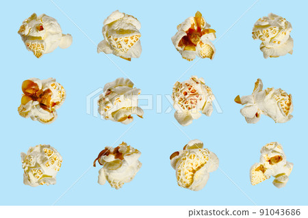 Rich collection of popcorn, isolated on white background Rich collection of popcorn, isolated on white background 91043686