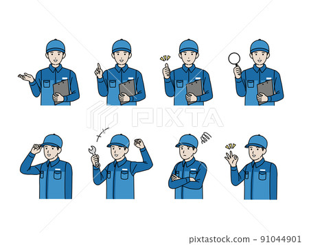 汽車機械師,機械師,機械師,穿工作服的員工,男性變異套裝 汽車機械師,機械師,機械師,穿工作服的員工,男性變異套裝 91044901