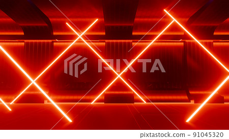 3d render of flash neon and light glowing on dark scene. Speed light moving lines. 3d render of flash neon and light glowing on dark scene. Speed light moving lines. 91045320