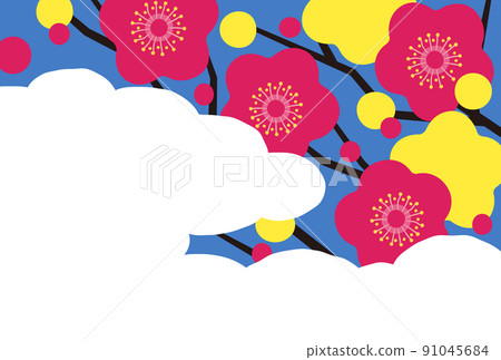 New Year's card design illustration horizontal composition New Year's card design illustration horizontal composition 91045684