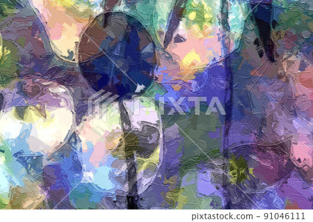 Beautiful oil painting texture illustration 91046111