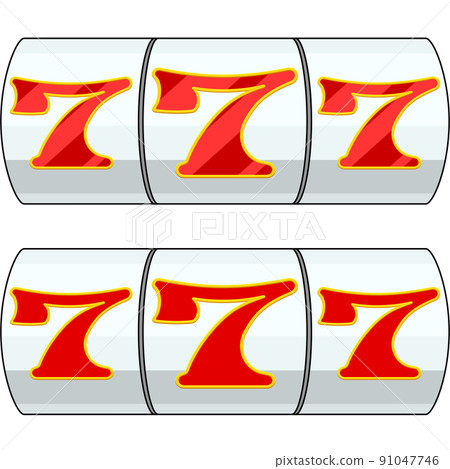 Illustration of Three Seven of Slots (with outline) 91047746
