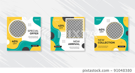 Modern promotion square web banner for social media post template. Elegant, minimalist sale and discount promo backgrounds for digital marketing 91048380