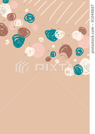 abstract illustration with hand drawn simple shapes in pastel tones. vertical template, stories social media mockup. 91048687