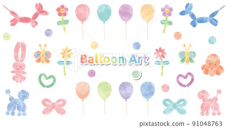 水彩風格氣球藝術白色背景 91048763