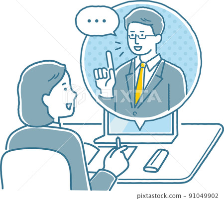 Female students doing online lessons 91049902