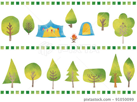 Watercolor style trees and camping set 2 91050099