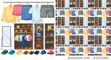 Seamless background design with cloth theme on white background Seamless background design with cloth theme on white background 91051069