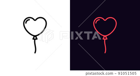 Outline heart balloon icon, with editable... - Stock Illustration ...