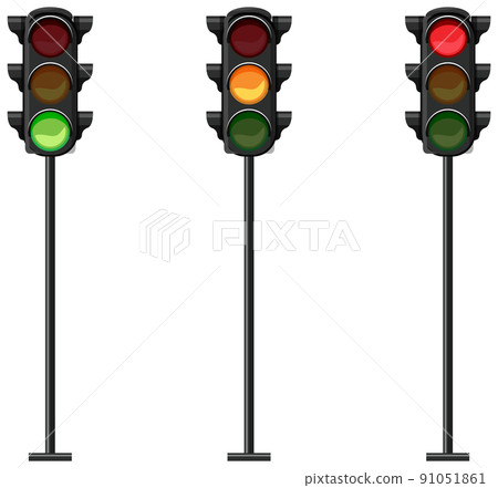 Set of traffic lights on white background 91051861