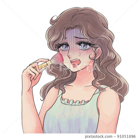 Showa retro shojo manga style cheek, woman with too dark makeup Showa retro shojo manga style cheek, woman with too dark makeup 91051896