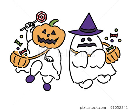 A child dressed up as Halloween and doing a trick or treat A child dressed up as Halloween and doing a trick or treat 91052241