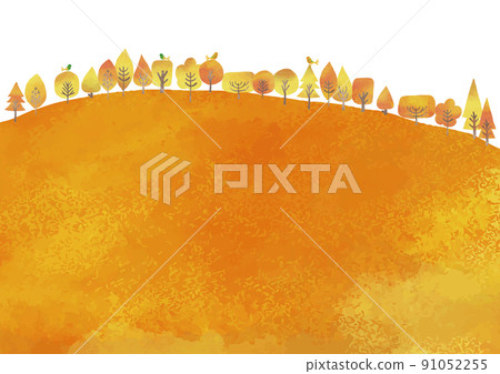 秋葉小鳥水彩風格景觀框 秋葉小鳥水彩風格景觀框 91052255