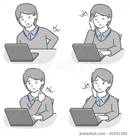 電腦操作困難的中年男性(便服) 電腦操作困難的中年男性(便服) 91052380