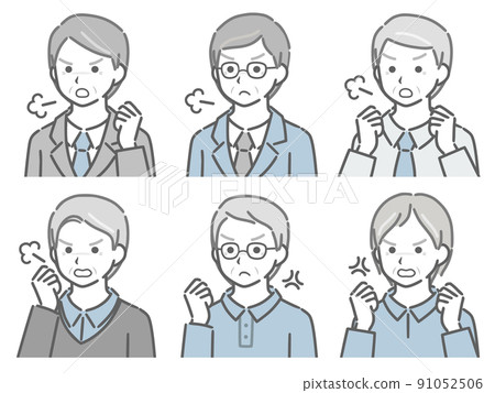 An angry elderly man's diagonal upper body set An angry elderly man's diagonal upper body set 91052506