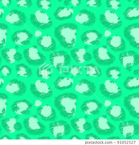 Leopard imitation seamless green mint pattern. Vector illustration 91052527