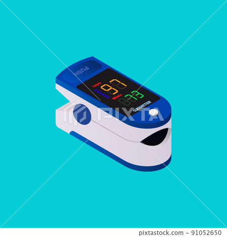 Fingertip pulse oximeter isometric view Fingertip pulse oximeter isometric view 91052650
