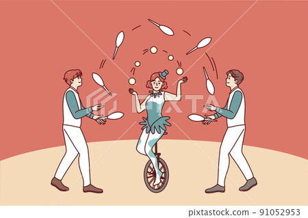 Artists juggling in circus 91052953