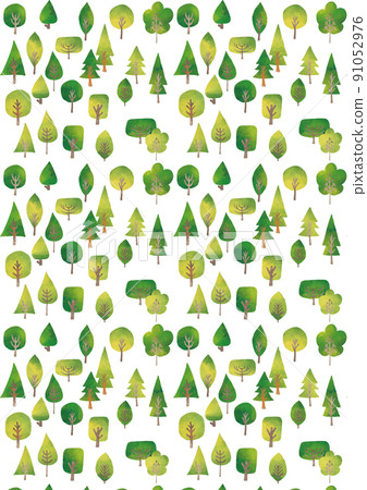 水彩風格綠樹圖案垂直 水彩風格綠樹圖案垂直 91052976