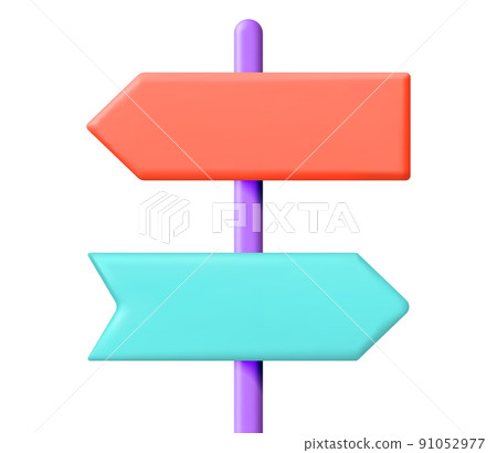 3D Empty Signpost with Directions Isolated 91052977