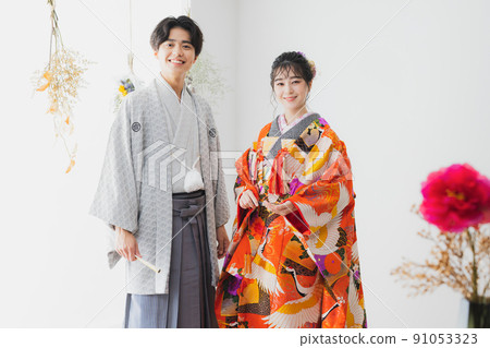 Colored uchikake bride and groom wedding kimono 91053323