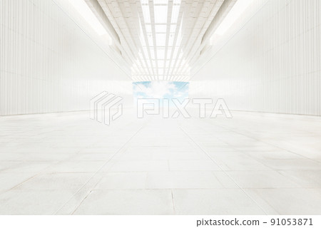Front extension, trunk lighting, corridor room, alley space background. 91053871