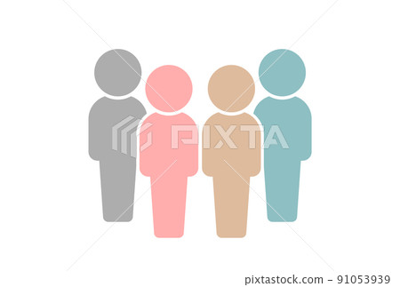 四個常設人物的彩色圖標和象形圖-團隊和多樣性的形象材料 91053939