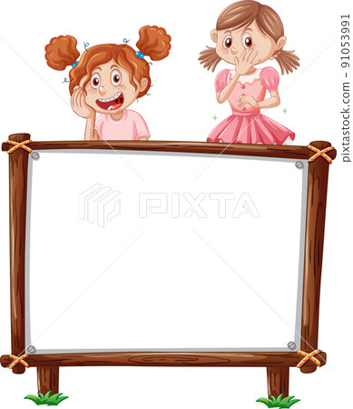 Board template with happy kids 91053991