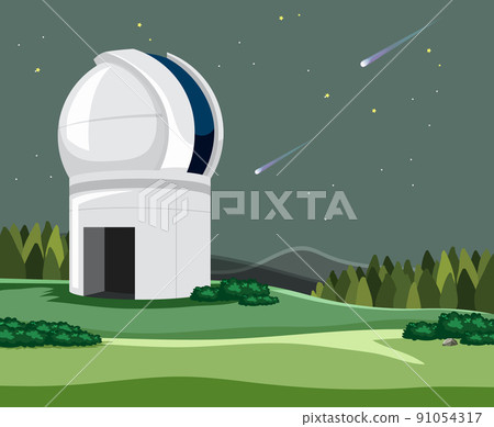 Astronomy theme with planetarium in the field Astronomy theme with planetarium in the field 91054317