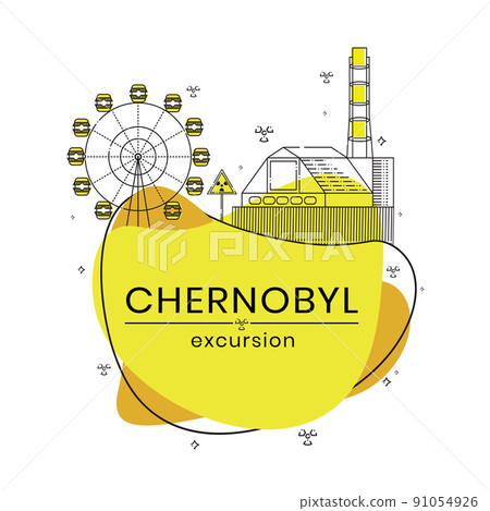 Excursions to Chernobyl exclusion zone. Flat vector illustration. Excursions to Chernobyl exclusion zone. Flat vector illustration. 91054926