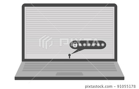 Protect your computer with a password. The screen is closed with a roller shutter and a lock. Protect your computer with a password. The screen is closed with a roller shutter and a lock. 91055178