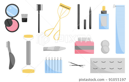 Set of cosmetics. Facial skin care, eyelashes, eyebrows. Flat style. Vector. Set of cosmetics. Facial skin care, eyelashes, eyebrows. Flat style. Vector. 91055197