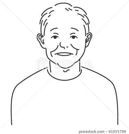 一個有透明背景的線條圖的老人 2 91055799