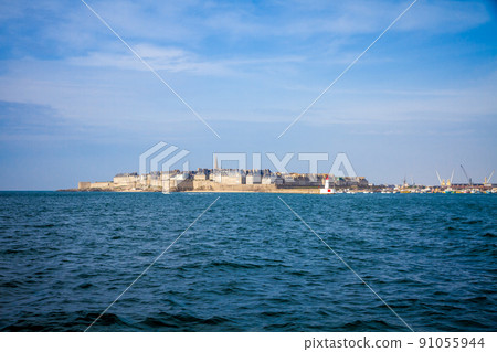 Saint-Malo city view from the sea, Brittany, France 91055944