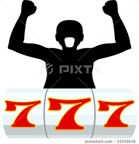 Illustration of a man with three-seven slots 91056636