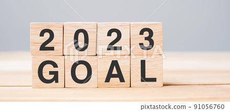 block 2023 GOAL text on table. Resolution, strategy, plan, motivation, reboot, business and New Year holiday concepts block 2023 GOAL text on table. Resolution, strategy, plan, motivation, reboot, business and New Year holiday concepts 91056760
