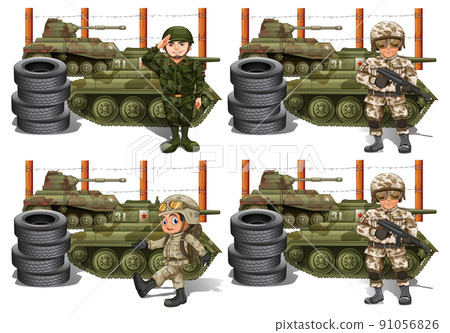 Man in army uniform on white background Man in army uniform on white background 91056826