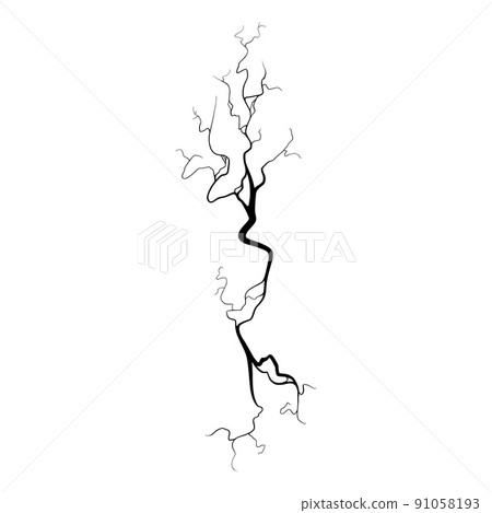 Crack on concrete or ground due to aging or drought. Fissure isolated in white background. Vector illustration Crack on concrete or ground due to aging or drought. Fissure isolated in white background. Vector illustration 91058193